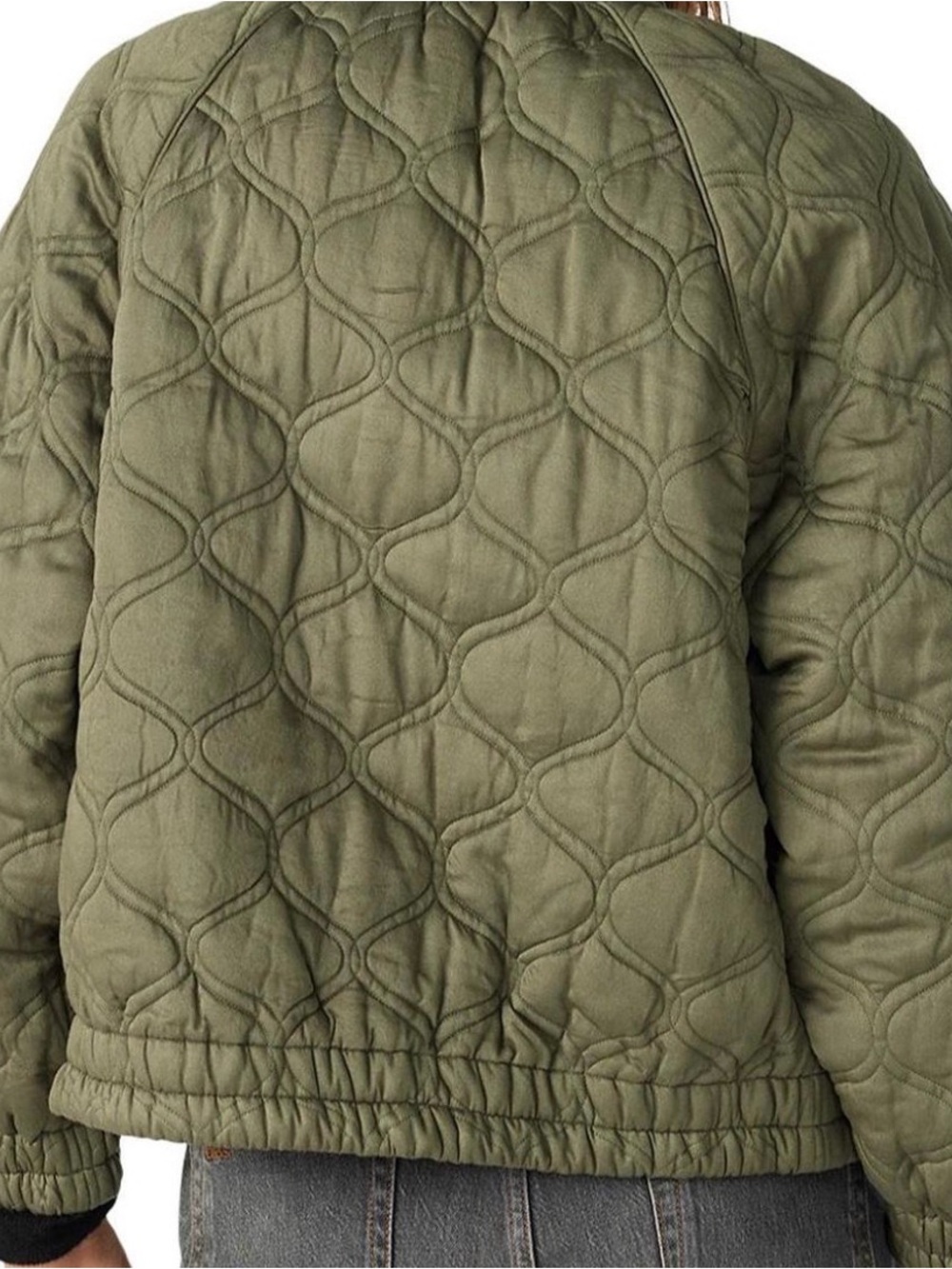 ba&sh Quilted Olive Green Bomber Jacket - Picture 2 of 2